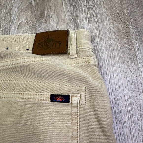 Faherty Mens Beige Denim Stretch Twill Preppy Casual Straight Leg Jeans Size 31 - Picture 9 of 16